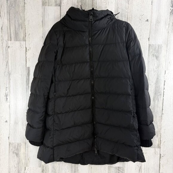 Herno Womens Black A Line Down Filled Nylon Chamonix Puffer Jacket Coat Sz 50 14 - Picture 1 of 16